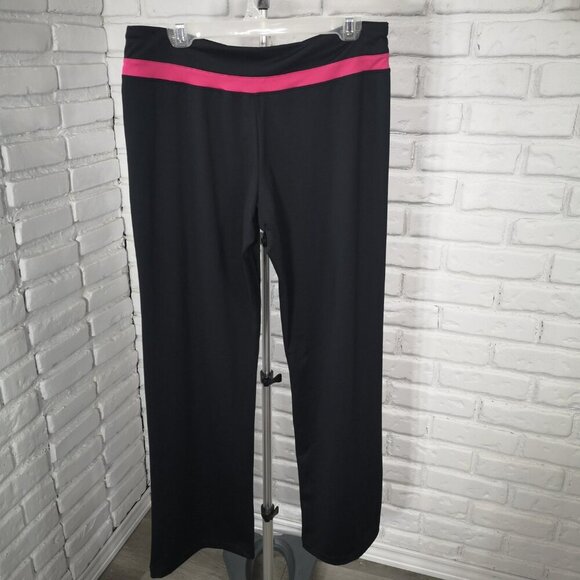 Nike Performance Ladies Size Large Straight Legs Black w/ Pink Yoga Pants - Picture 2 of 9